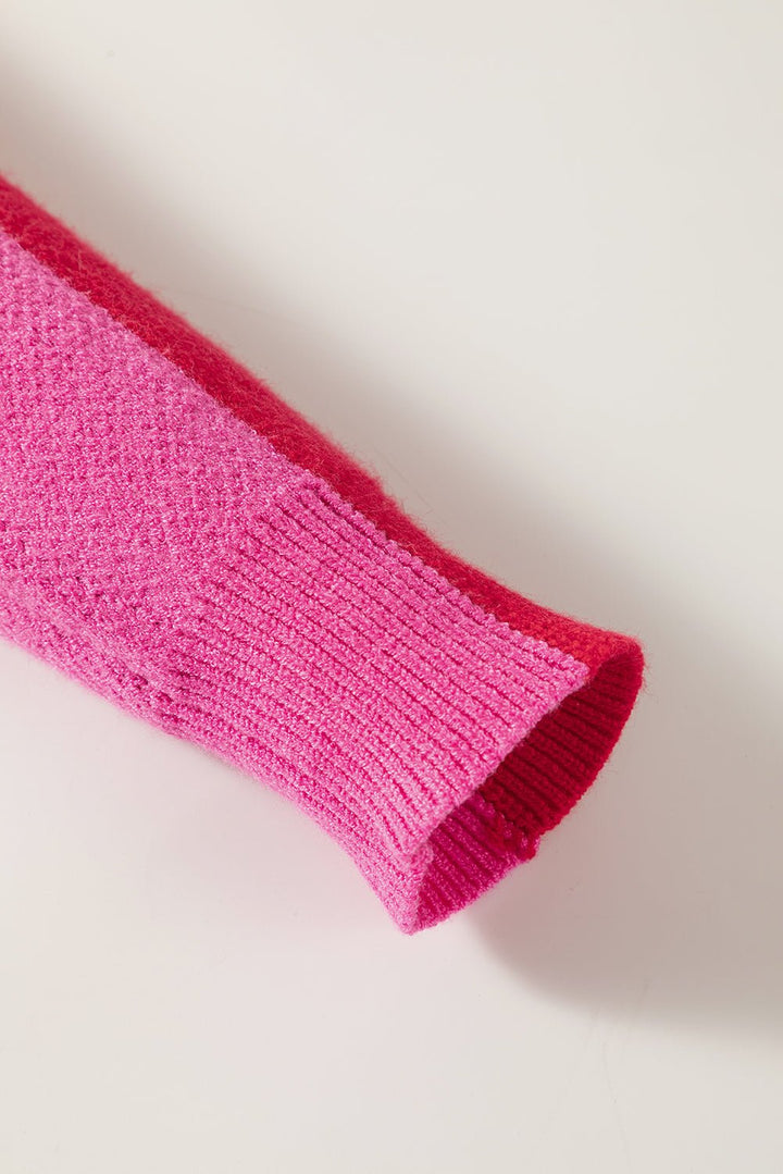 Rose Color Block Sweater - Maka Boho