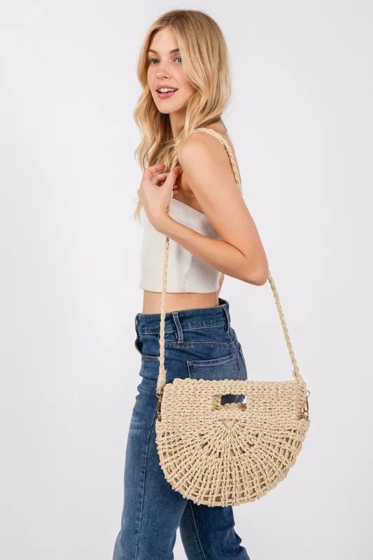 Fame Braided Semi Circle Tote Bag - Maka Boho