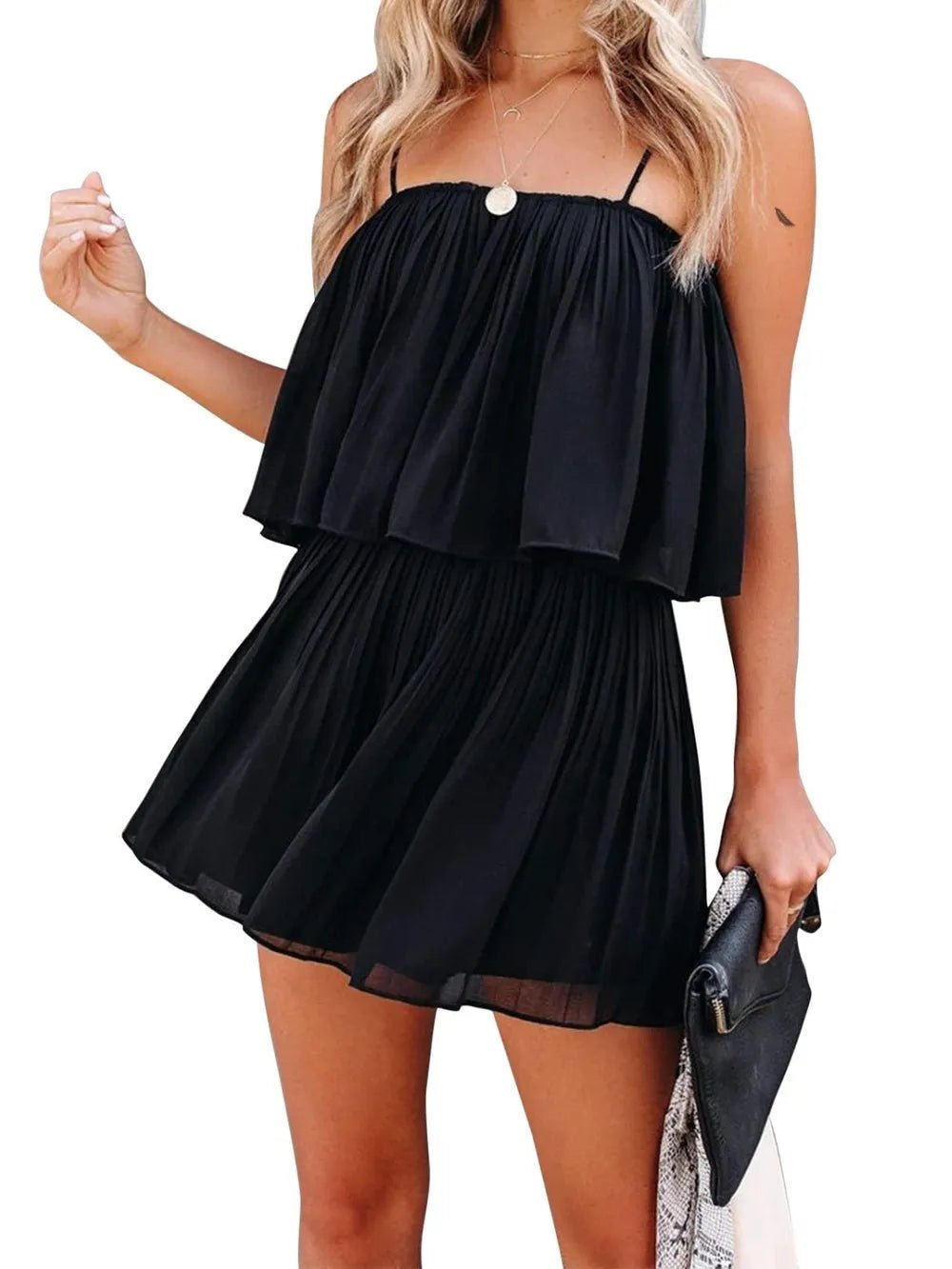 Ruched Spaghetti Strap Romper - Maka Boho