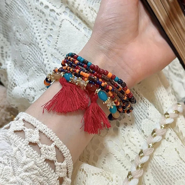 Tassel Rice Bead Bracelet - Maka Boho