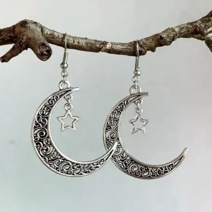 Alloy Cutout Moon Earrings - Maka Boho