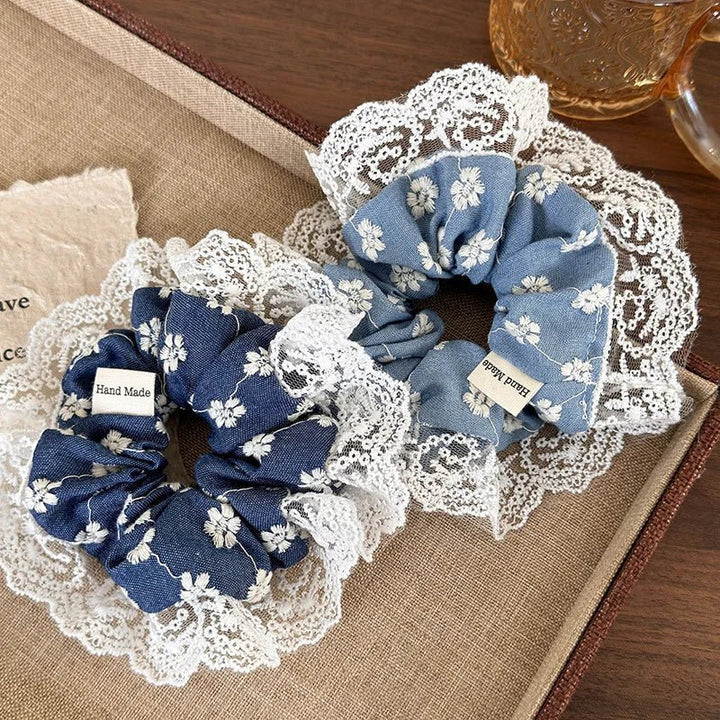 Denim Lace Scrunchie - Maka Boho
