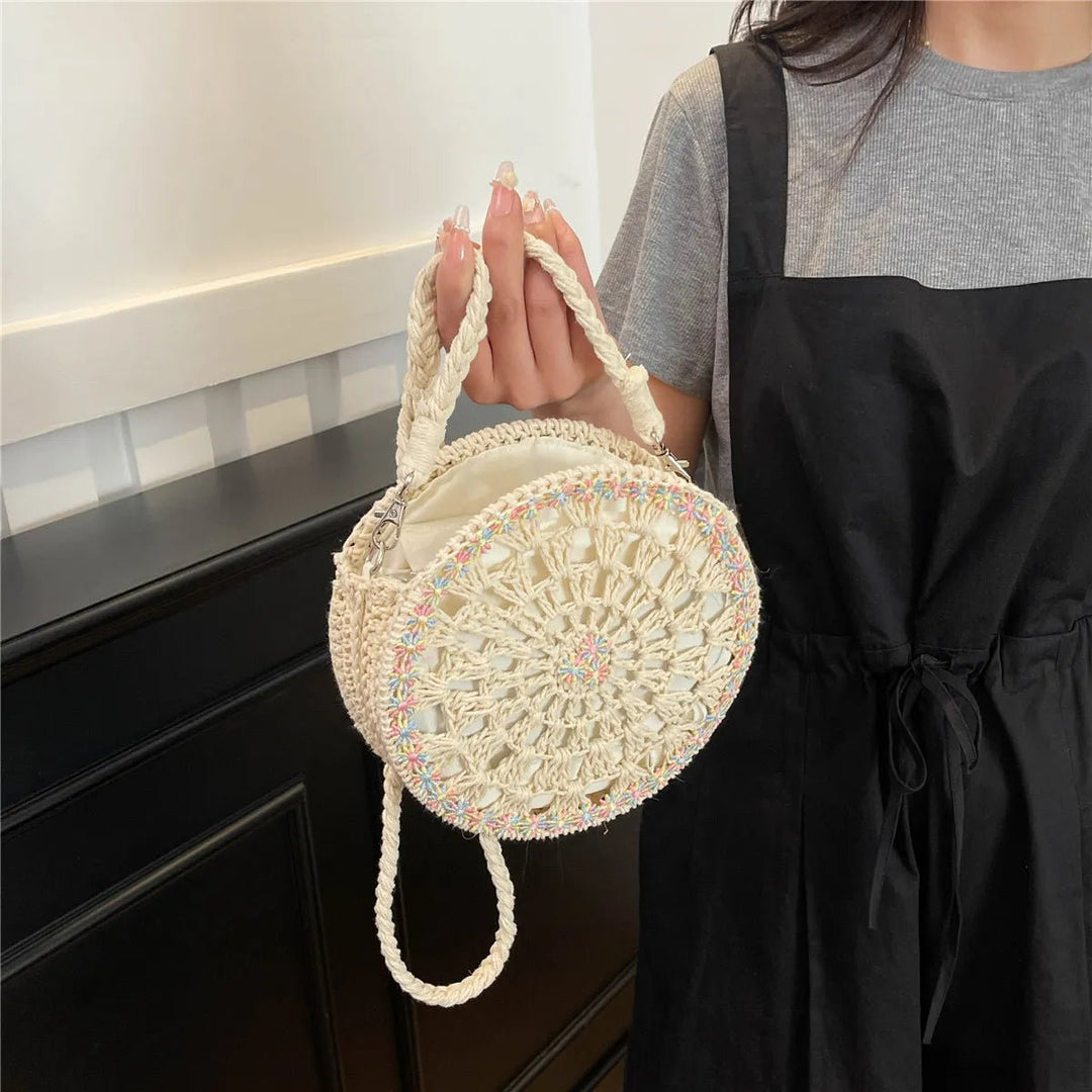 Handmade Round Crochet Straw Handbag - Maka Boho