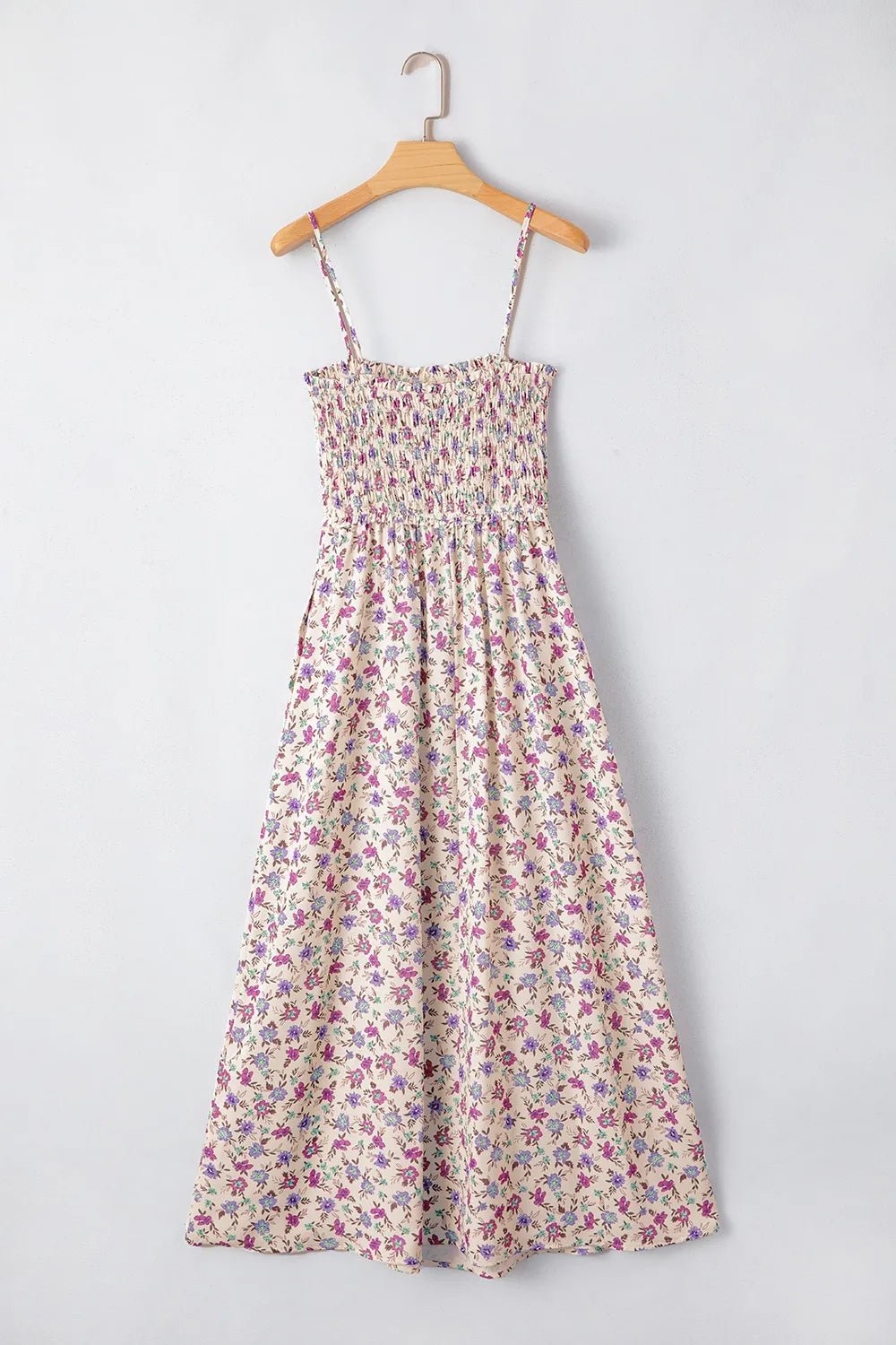 Multicolour Bohemian Ditsy Floral Smocked Fit Flare Sundress - Maka Boho