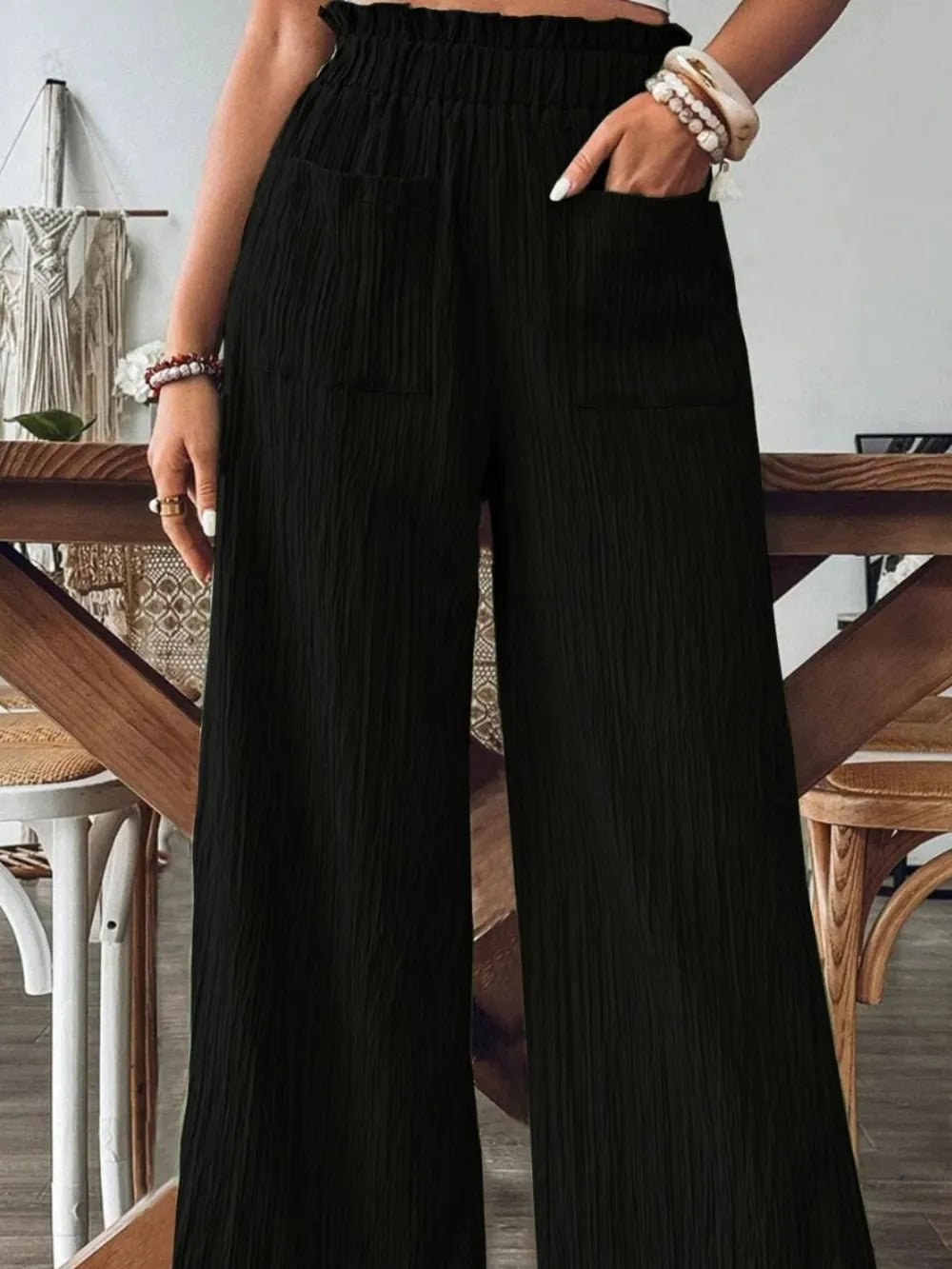 Frill Wide Leg Pants - Maka Boho