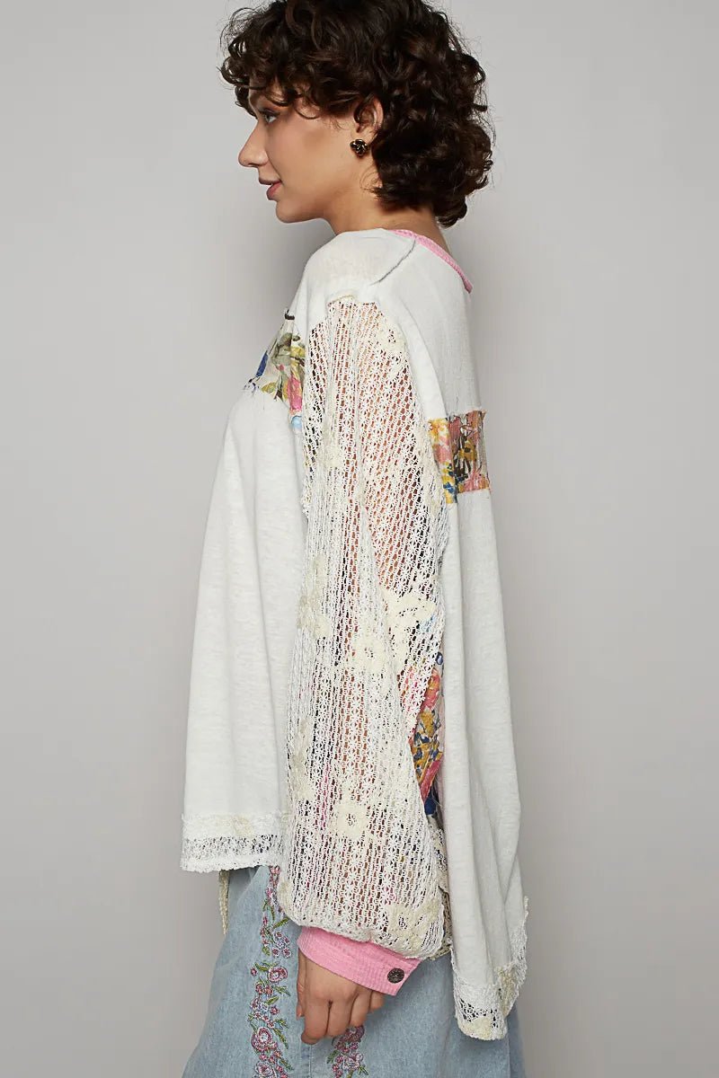 POL Floral Patchwork Blouse - Maka Boho