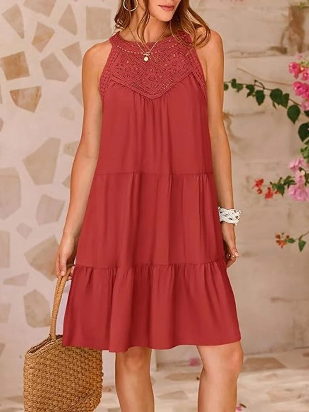 Crochet Lace Tiered Summer Dress - Maka Boho