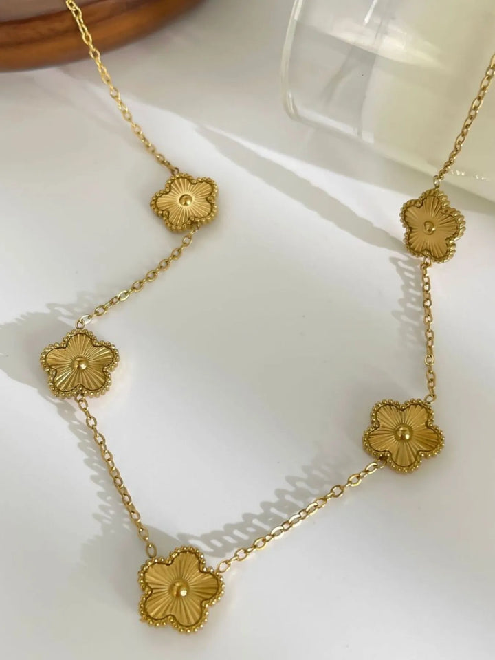 18K Gold - Plated Flower Chain Necklace - Maka Boho