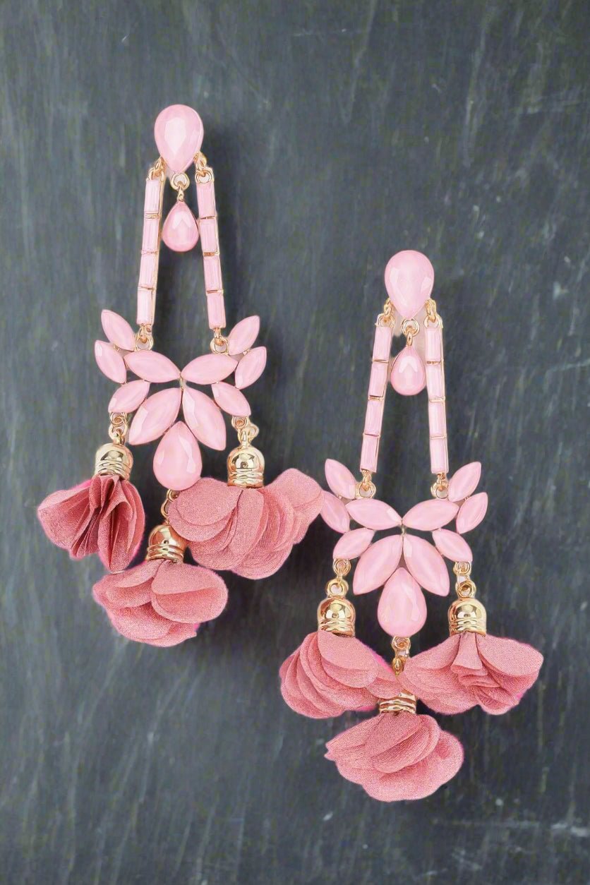Flower Rhinestone Earrings - Maka Boho