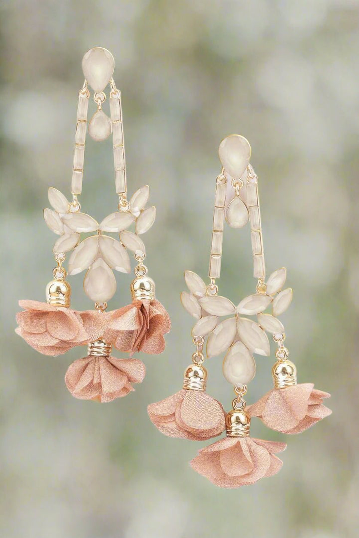 Flower Rhinestone Earrings - Maka Boho