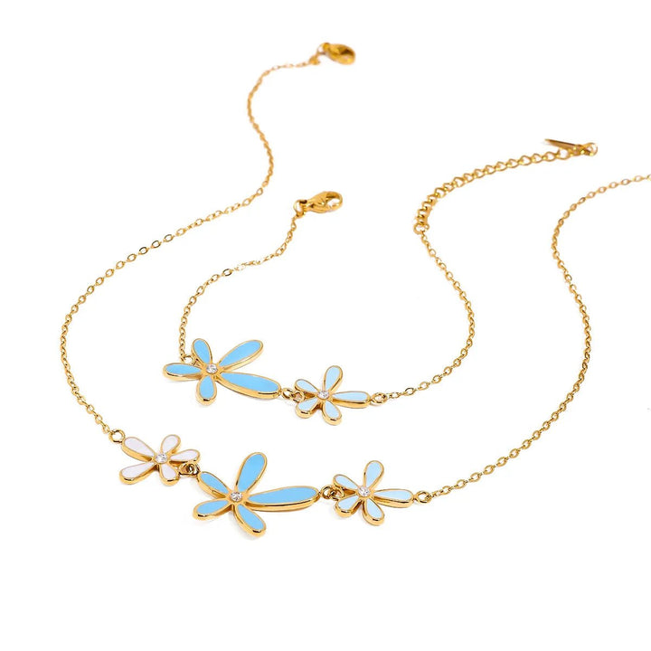 Resin Flower Necklace and Bracelet Jewelry Set - Maka Boho