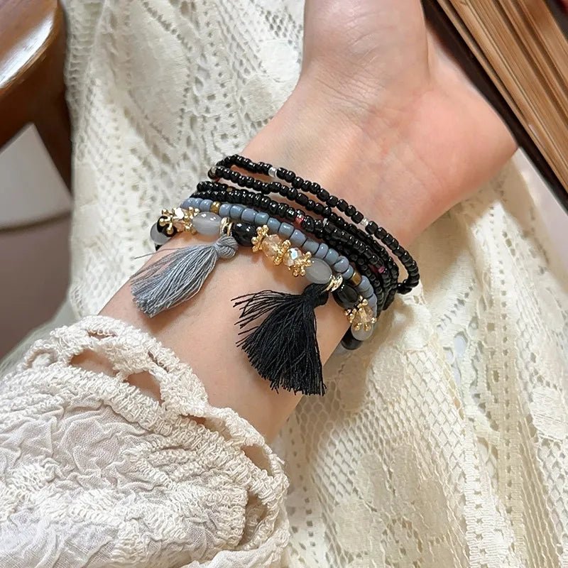 Tassel Rice Bead Bracelet - Maka Boho
