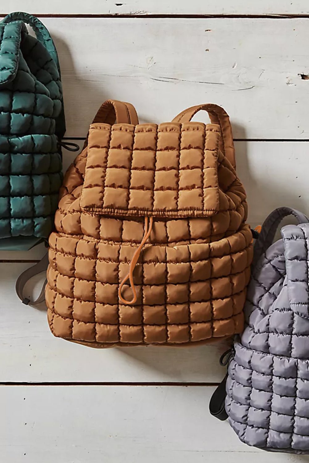 Pink Solid Flapped Quilted Puffer Backpack - Maka Boho