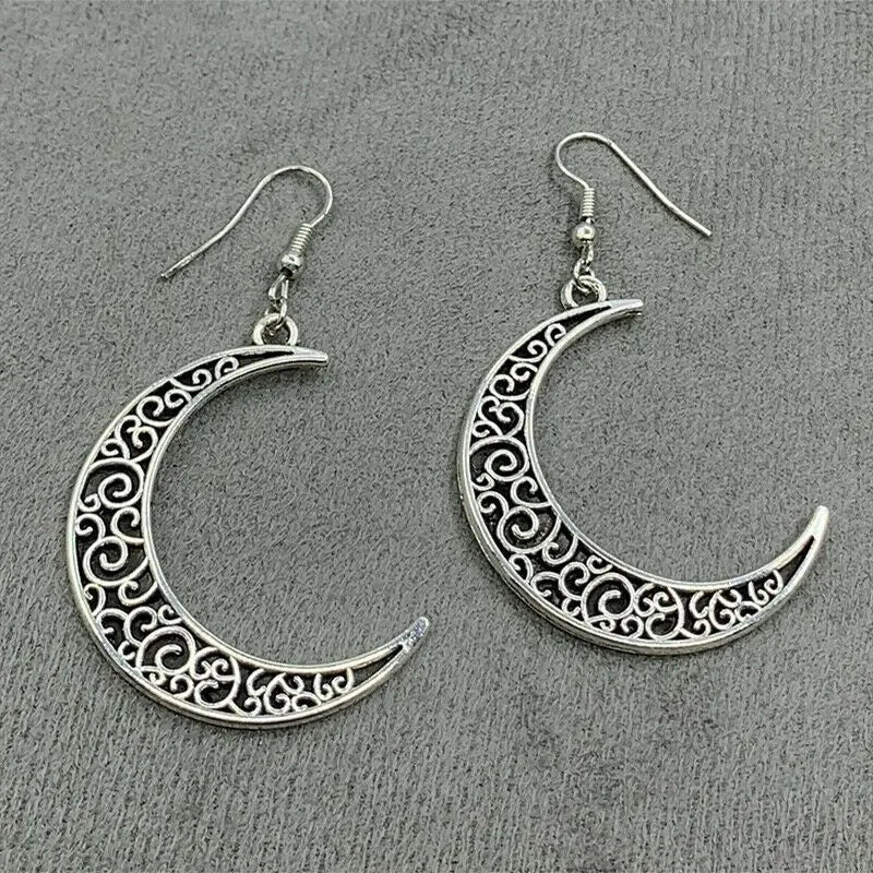 Alloy Cutout Moon Earrings - Maka Boho