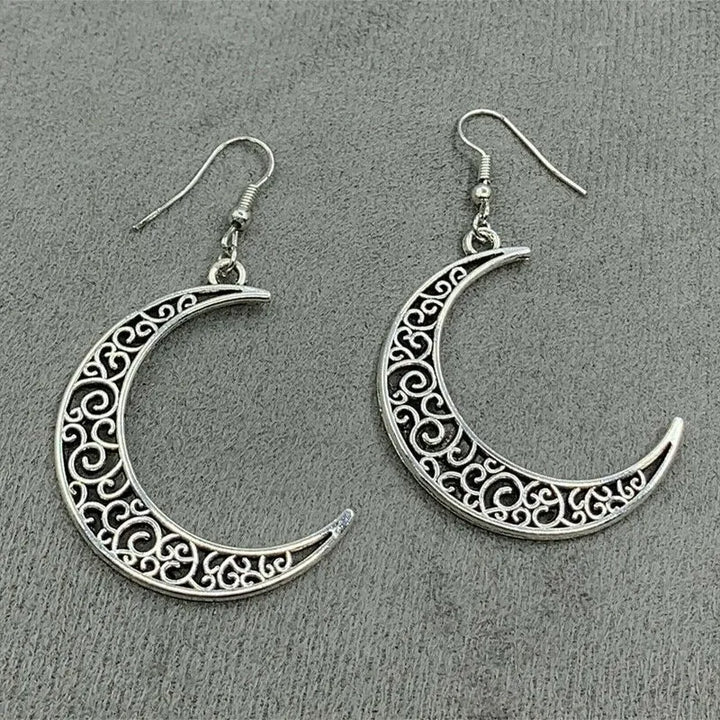 Alloy Cutout Moon Earrings - Maka Boho