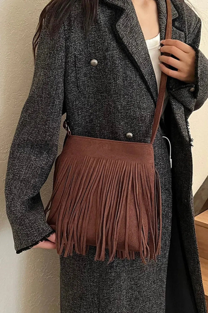 Suede Fringe Shoulder Bag - Maka Boho