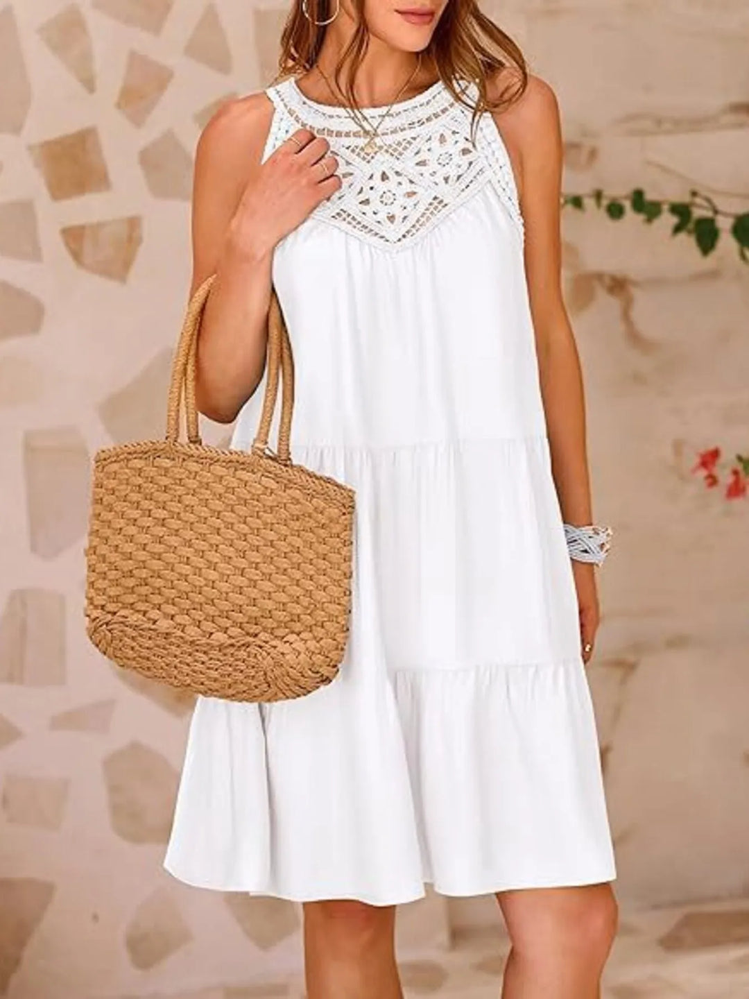 Crochet Lace Tiered Summer Dress - Maka Boho