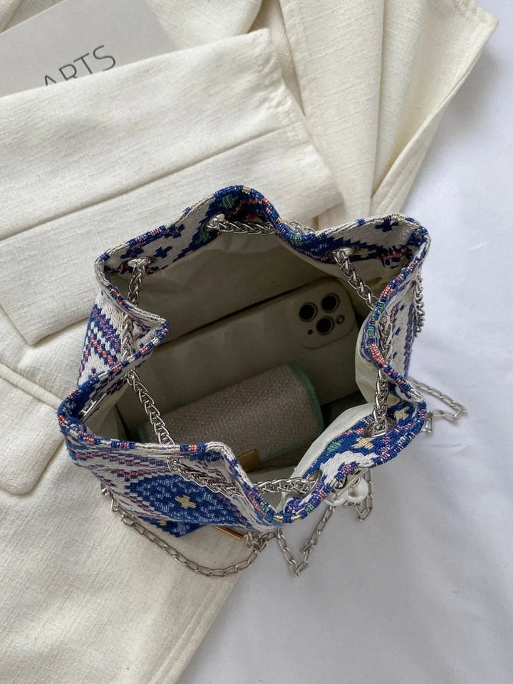 Printed Chain Bucket Bag - Maka Boho