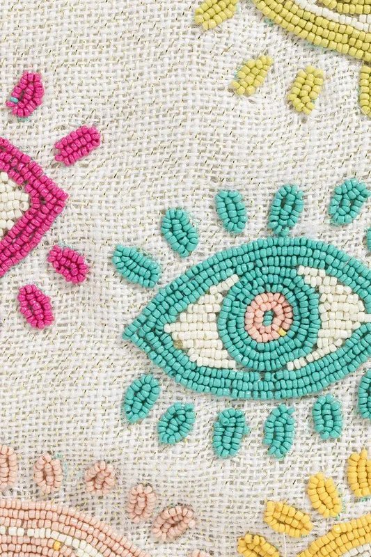 Fame Seed Beaded Eye Pattern Crossbody Bag - Maka Boho