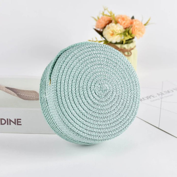 Summer Round Straw Bag For Women Woven Handmade Shoulder Bag New Travel Rattan Beach Bag Casual Style Crossbody Bag Handbag Purs - Maka Boho
