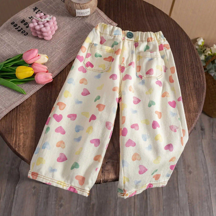 Heart Print Pants - Maka Boho