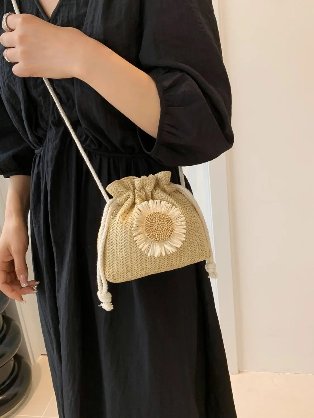 Sunflower Drawstring Bucket Bag - Maka Boho