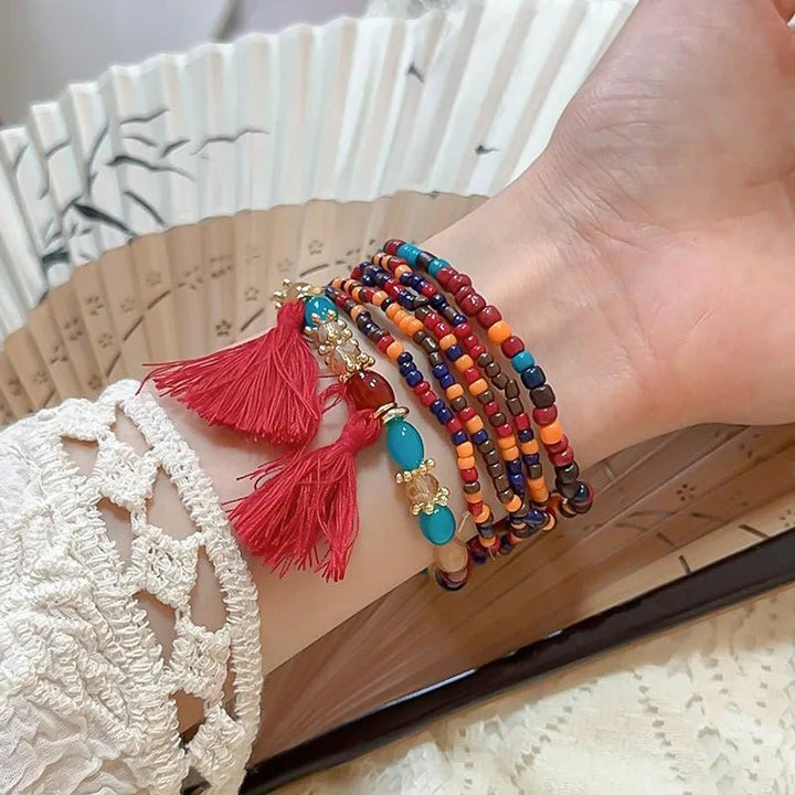 Tassel Rice Bead Bracelet - Maka Boho