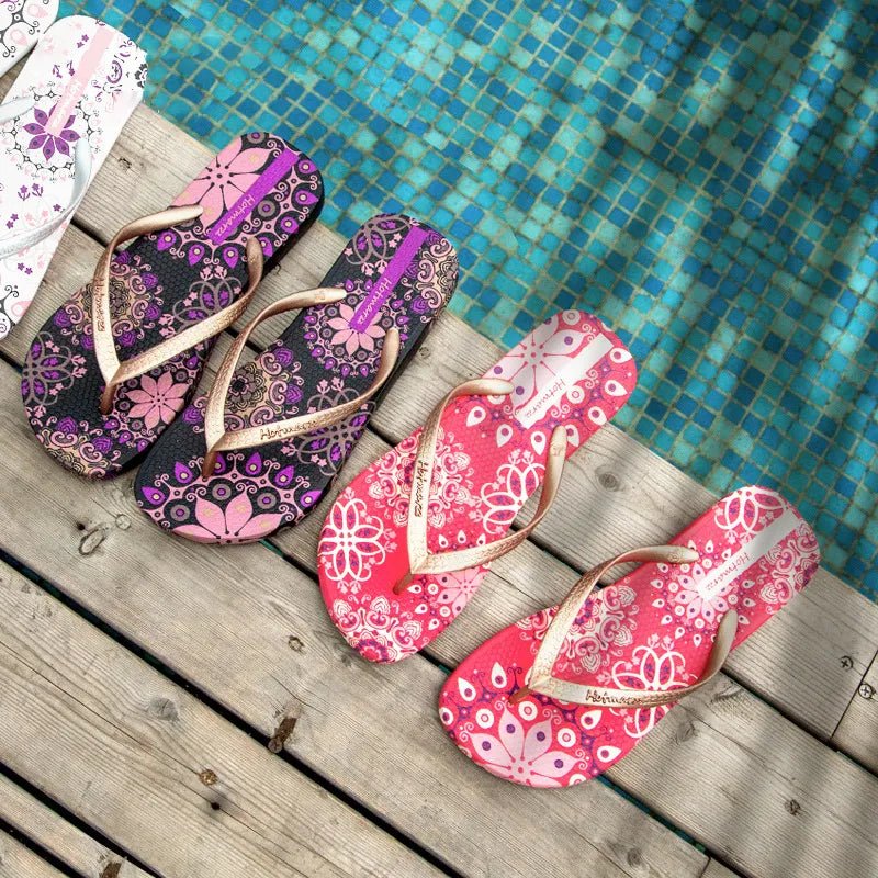 Printed Summer Toe Post Slippers - Maka Boho