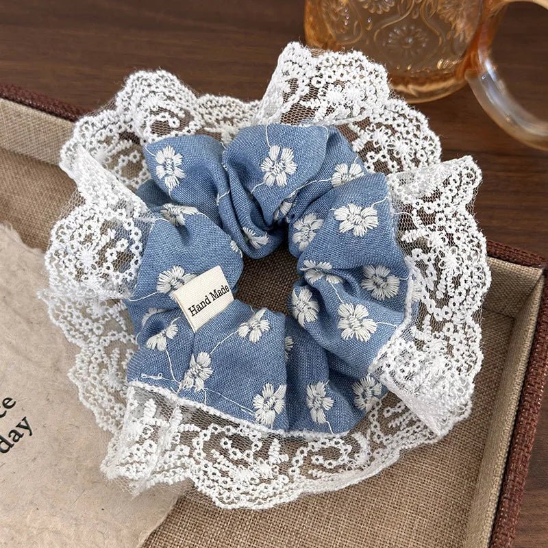 Denim Lace Scrunchie - Maka Boho