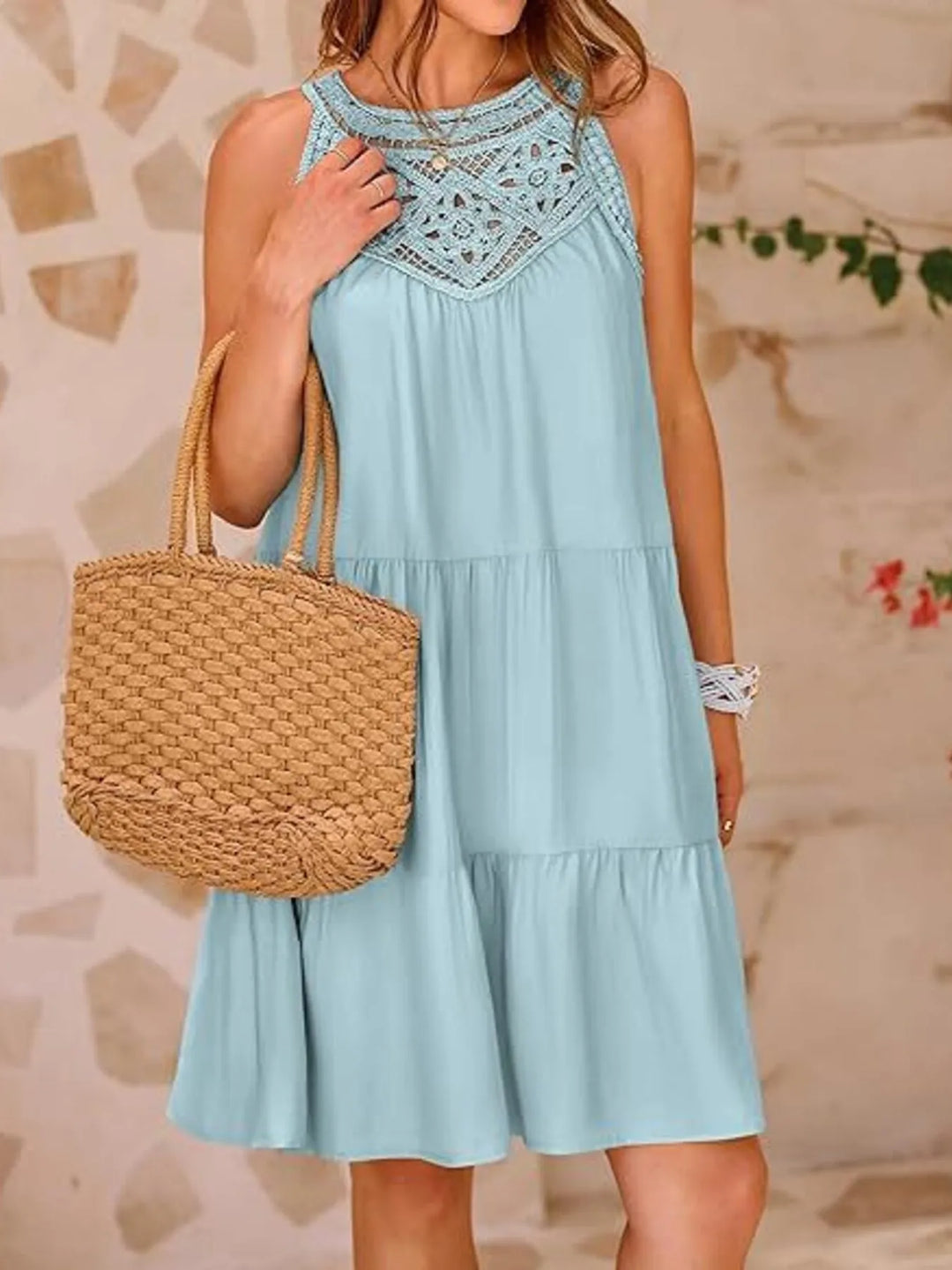 Crochet Lace Tiered Summer Dress - Maka Boho