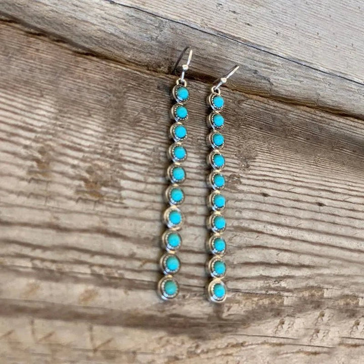 Artificial Turquoise Alloy Bar Earrings - Maka Boho