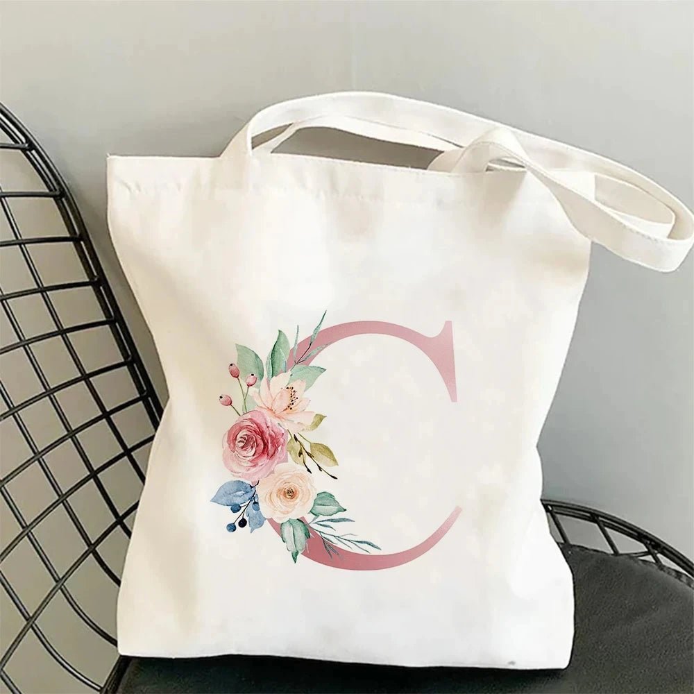 Floral Initial Tote - Maka Boho
