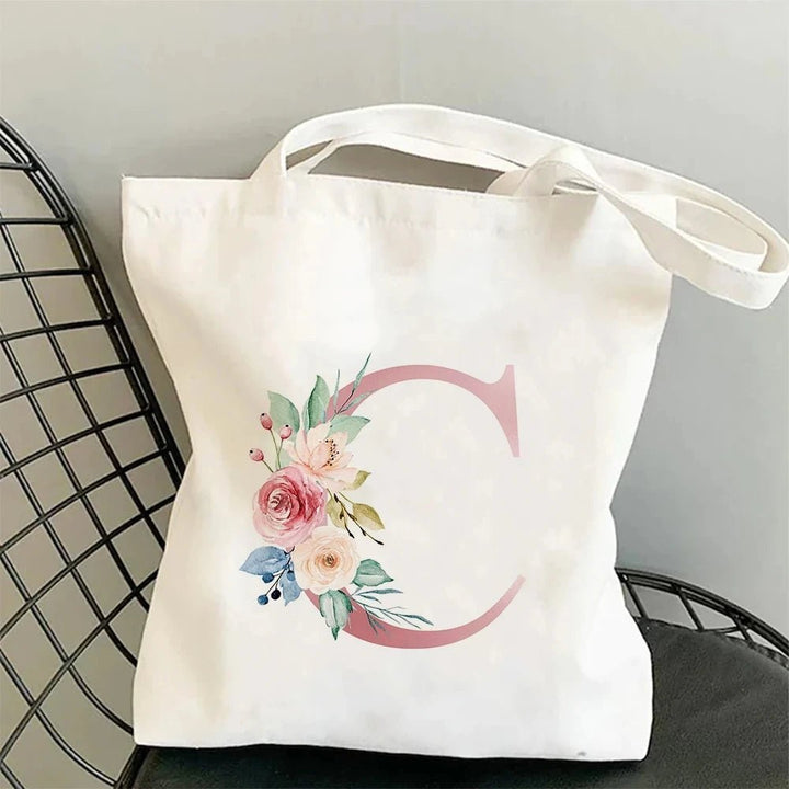 Floral Initial Tote - Maka Boho
