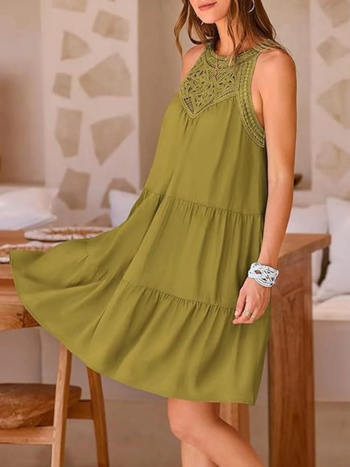 Crochet Lace Tiered Summer Dress - Maka Boho