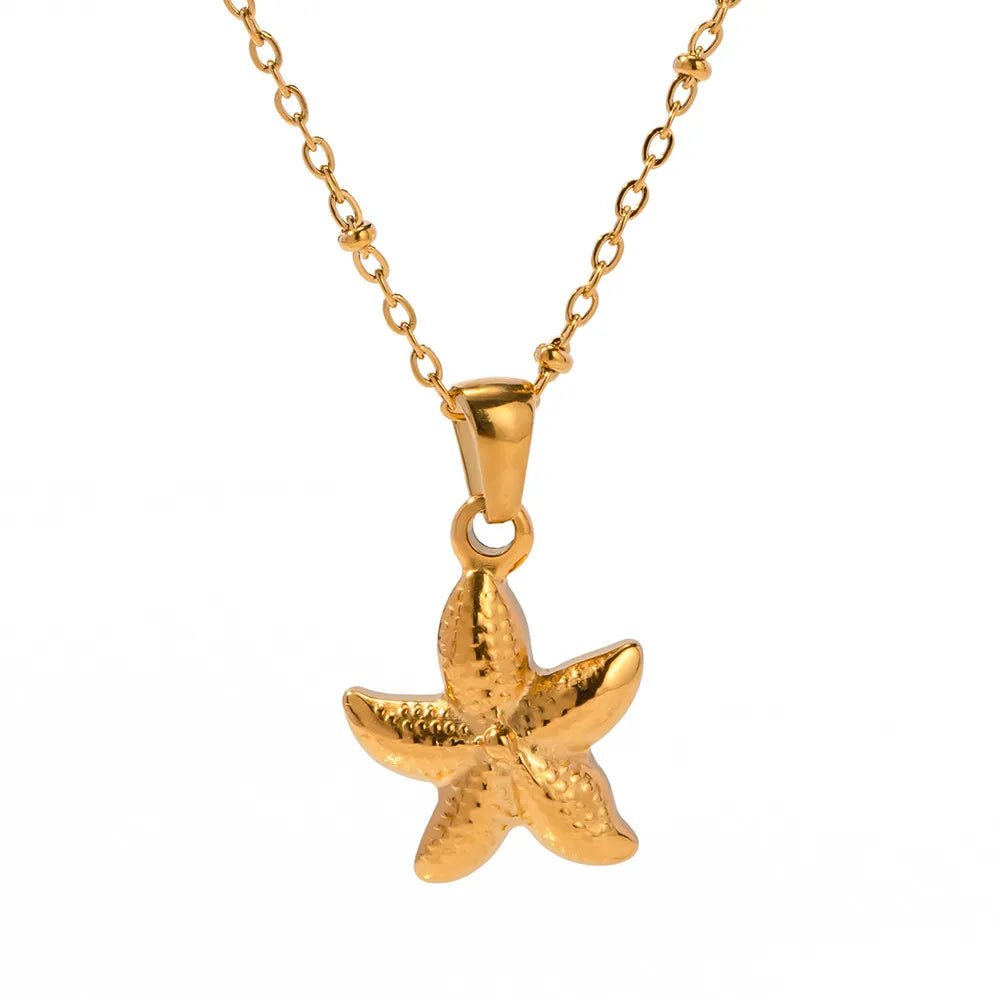 18K Gold Plated Starfish Pendant Necklace - Maka Boho