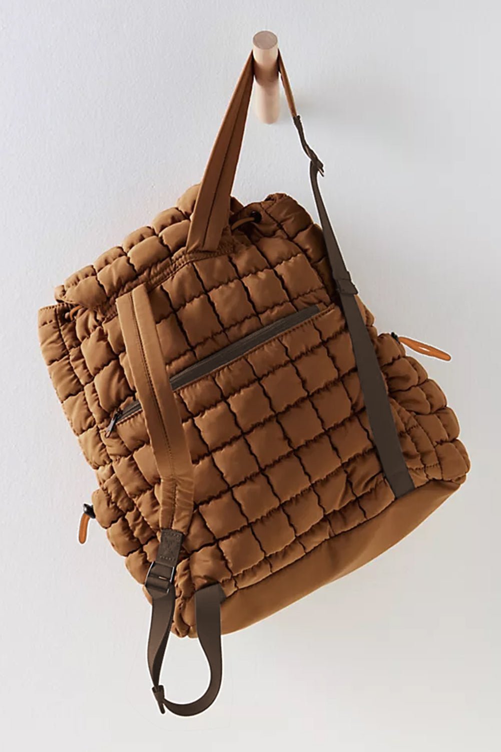 Pink Solid Flapped Quilted Puffer Backpack - Maka Boho