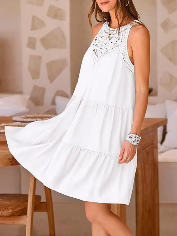 Crochet Lace Tiered Summer Dress - Maka Boho