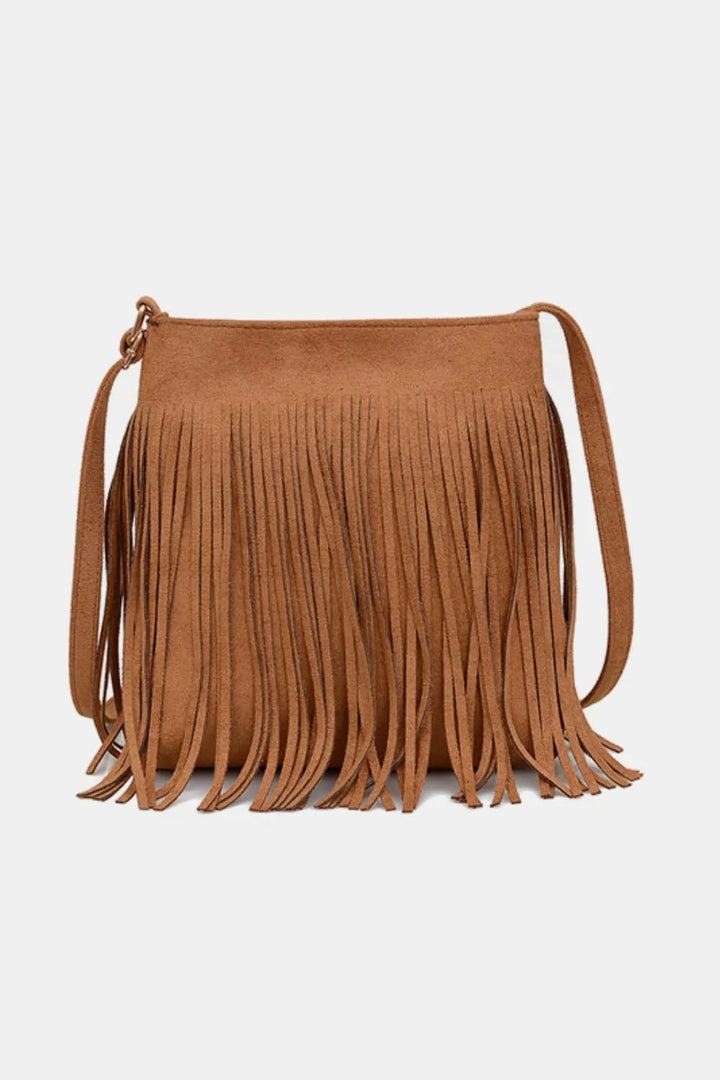 Suede Fringe Shoulder Bag - Maka Boho