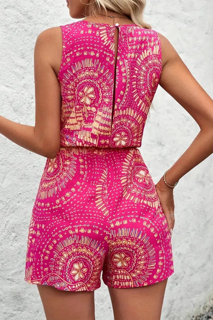 Boho Floral Print Sleeveless Summer Romper - Maka Boho