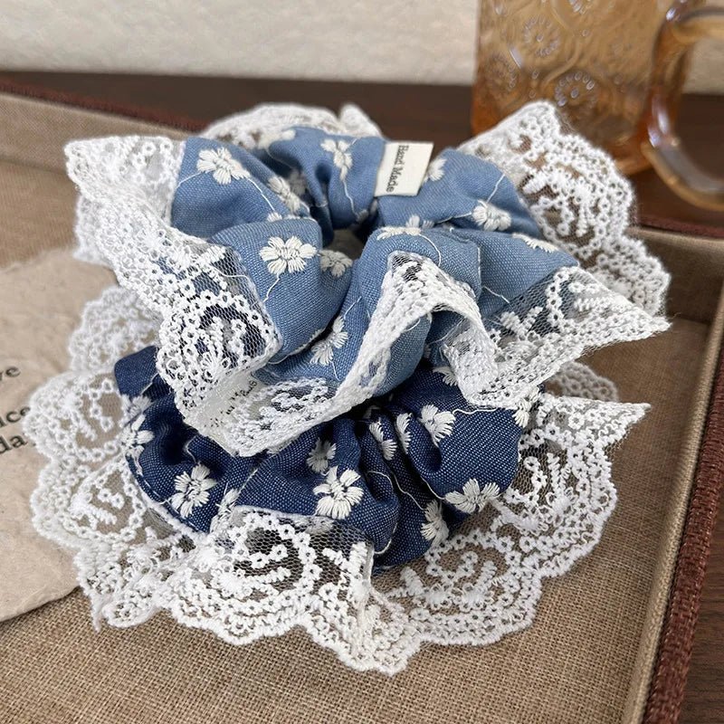 Denim Lace Scrunchie - Maka Boho