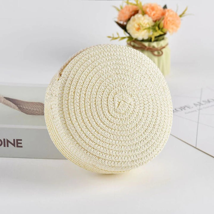 Summer Round Straw Bag For Women Woven Handmade Shoulder Bag New Travel Rattan Beach Bag Casual Style Crossbody Bag Handbag Purs - Maka Boho