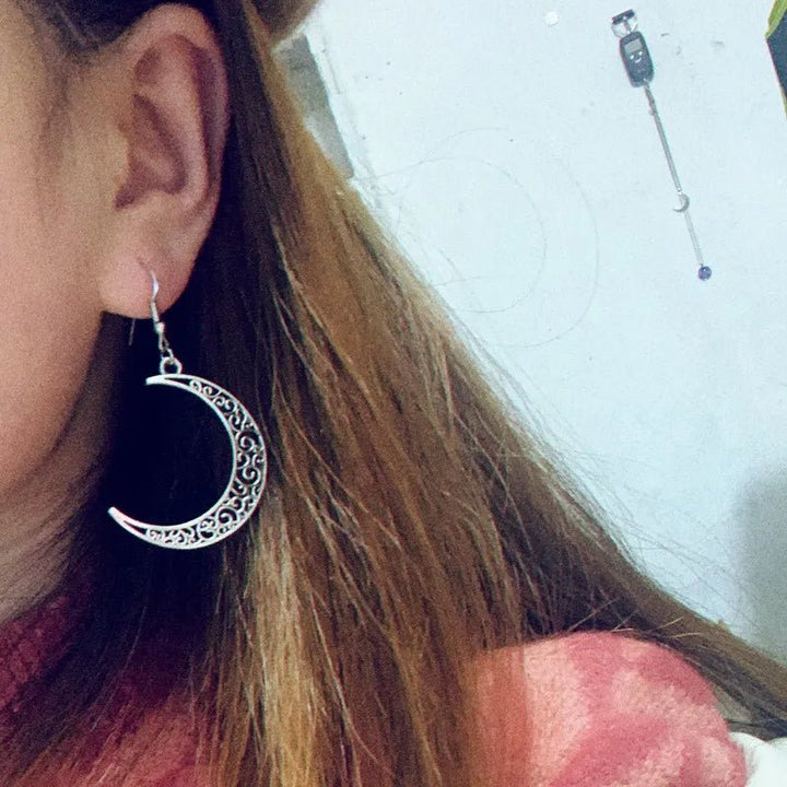 Alloy Cutout Moon Earrings - Maka Boho