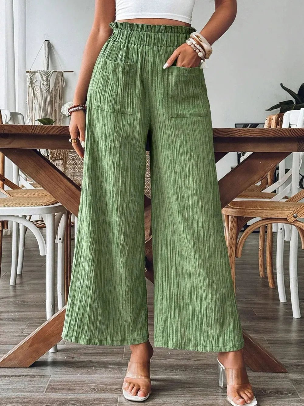 Frill Wide Leg Pants - Maka Boho