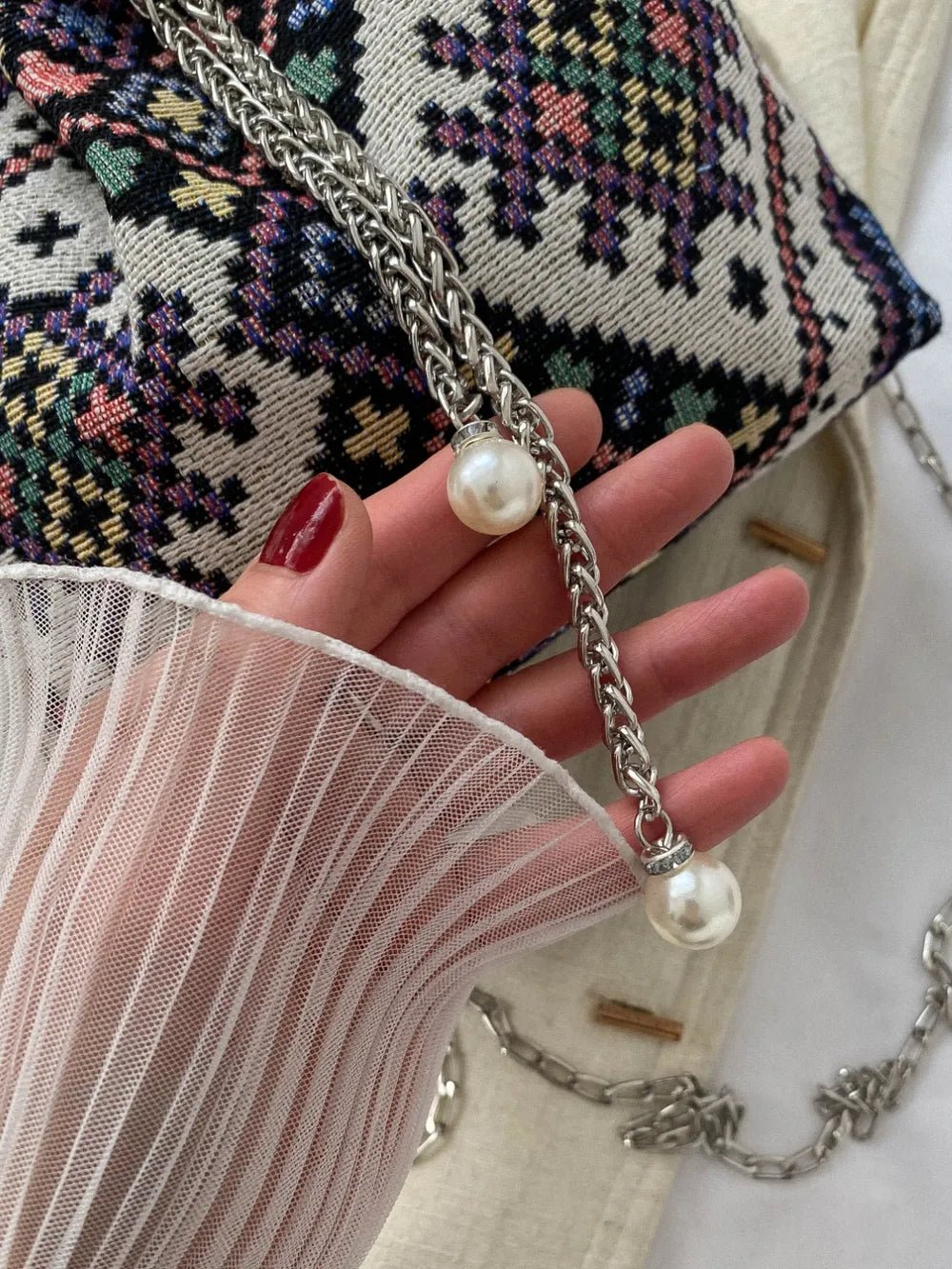 Printed Chain Bucket Bag - Maka Boho