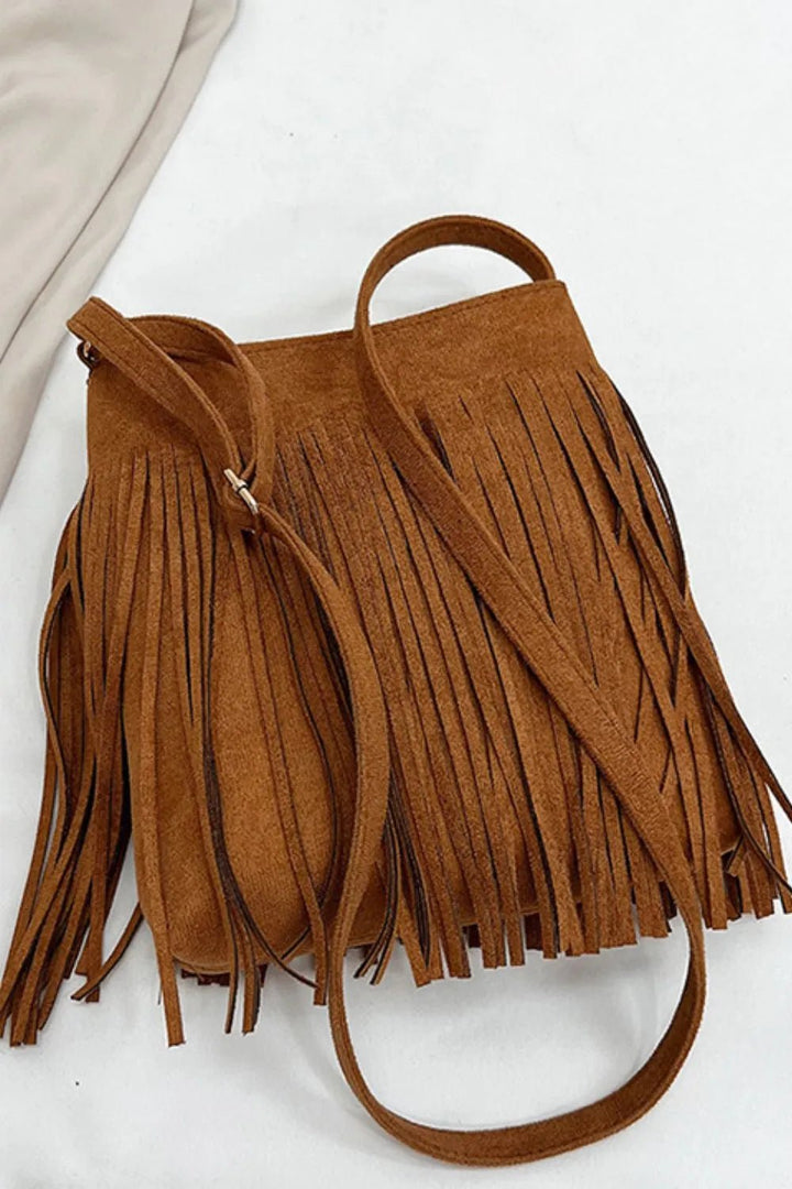 Suede Fringe Shoulder Bag - Maka Boho