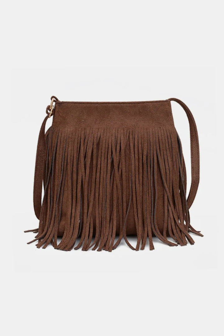 Suede Fringe Shoulder Bag - Maka Boho