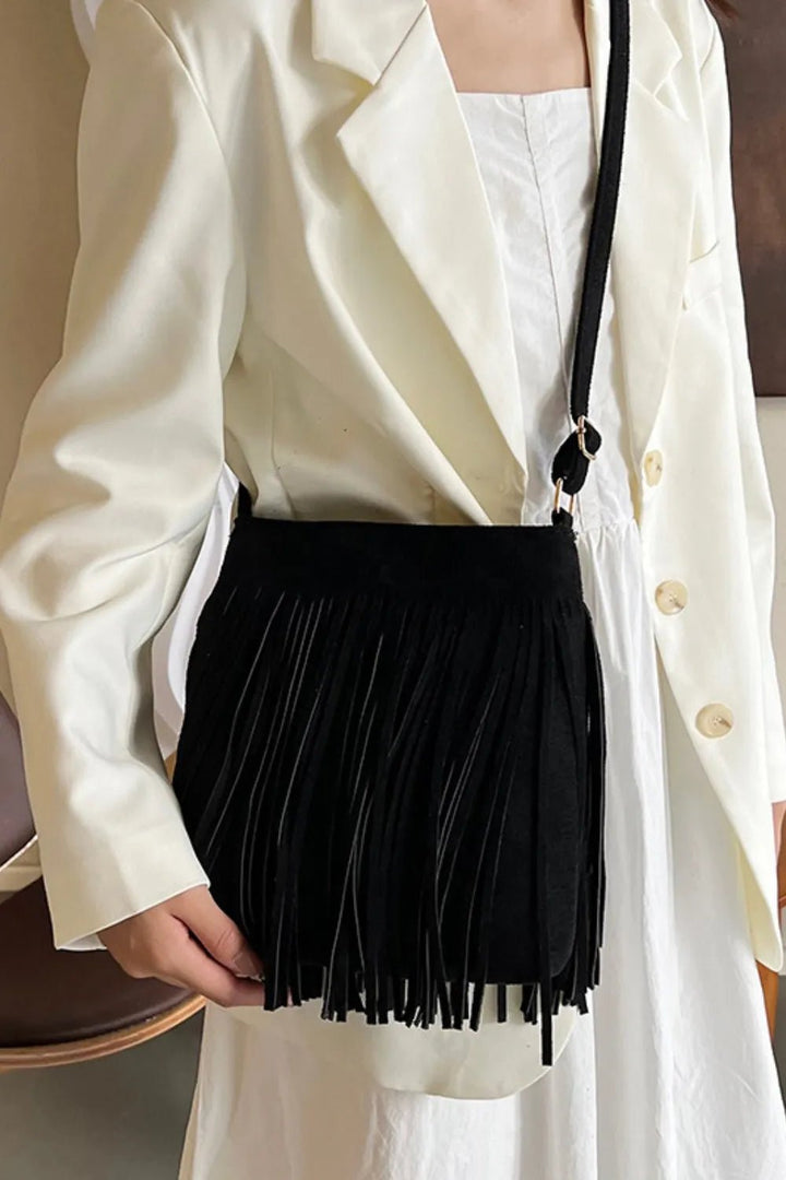 Suede Fringe Shoulder Bag - Maka Boho
