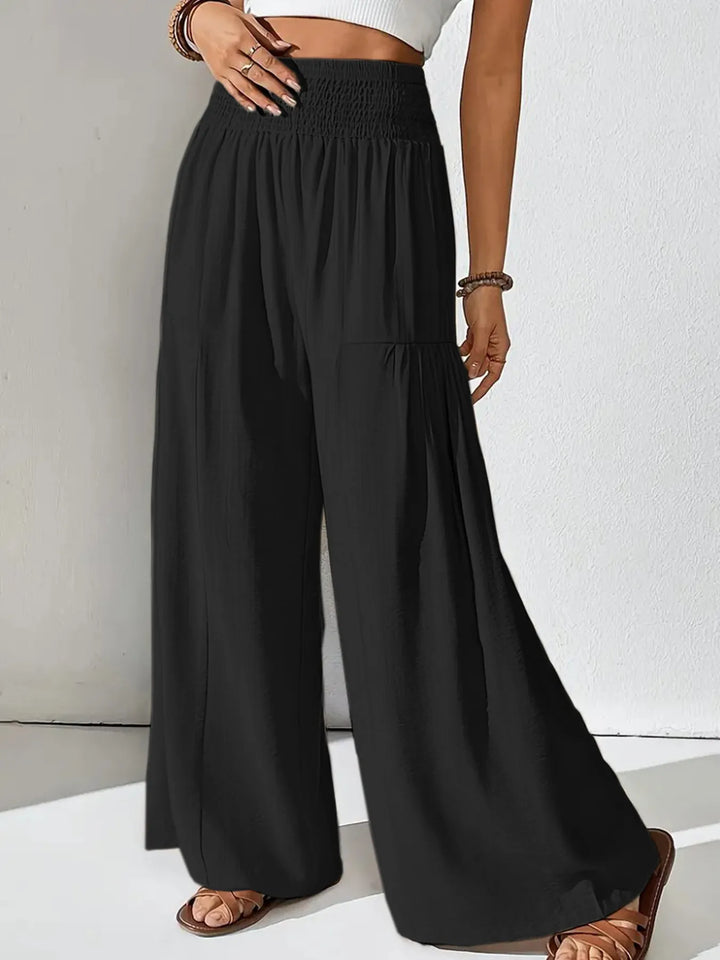 Smocked Waist Wide Leg Pants - Maka Boho