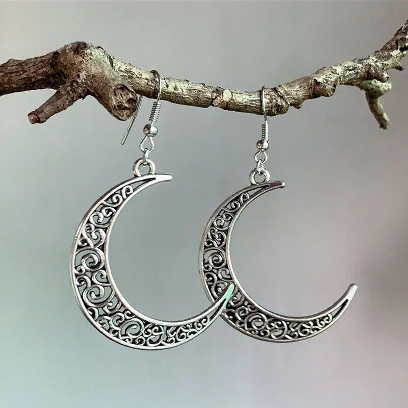 Alloy Cutout Moon Earrings - Maka Boho