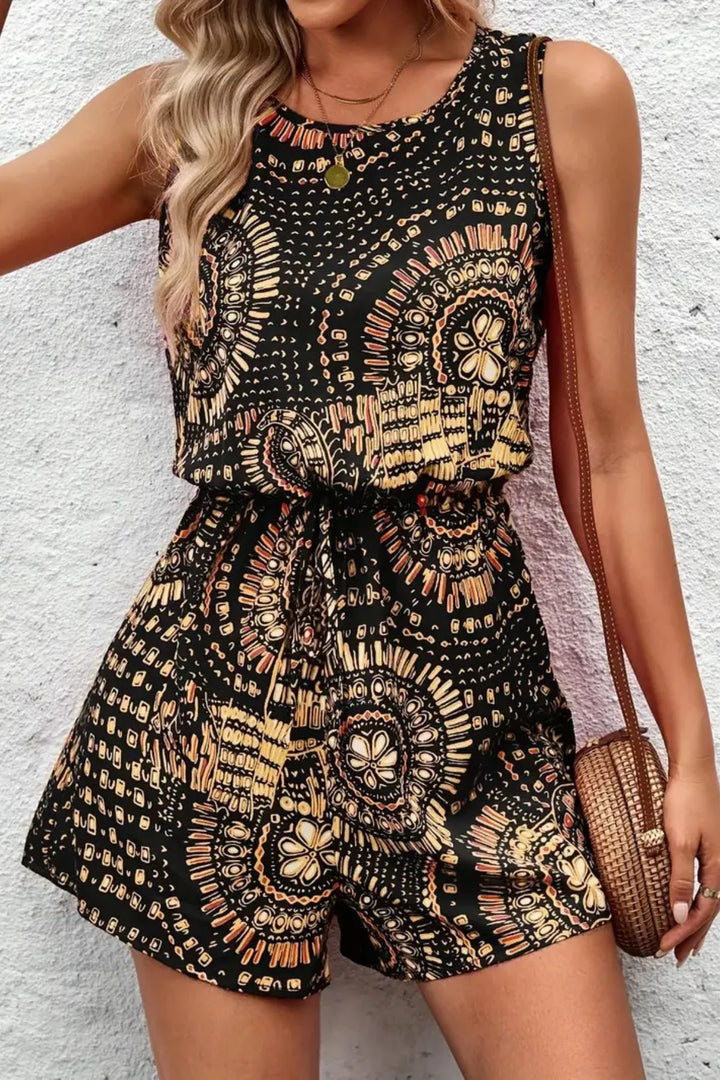 Boho Floral Print Sleeveless Summer Romper - Maka Boho